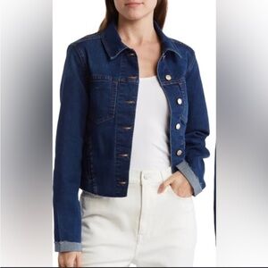 New Industry Republic Button Front Denim Trucker Jacket Dark Wash